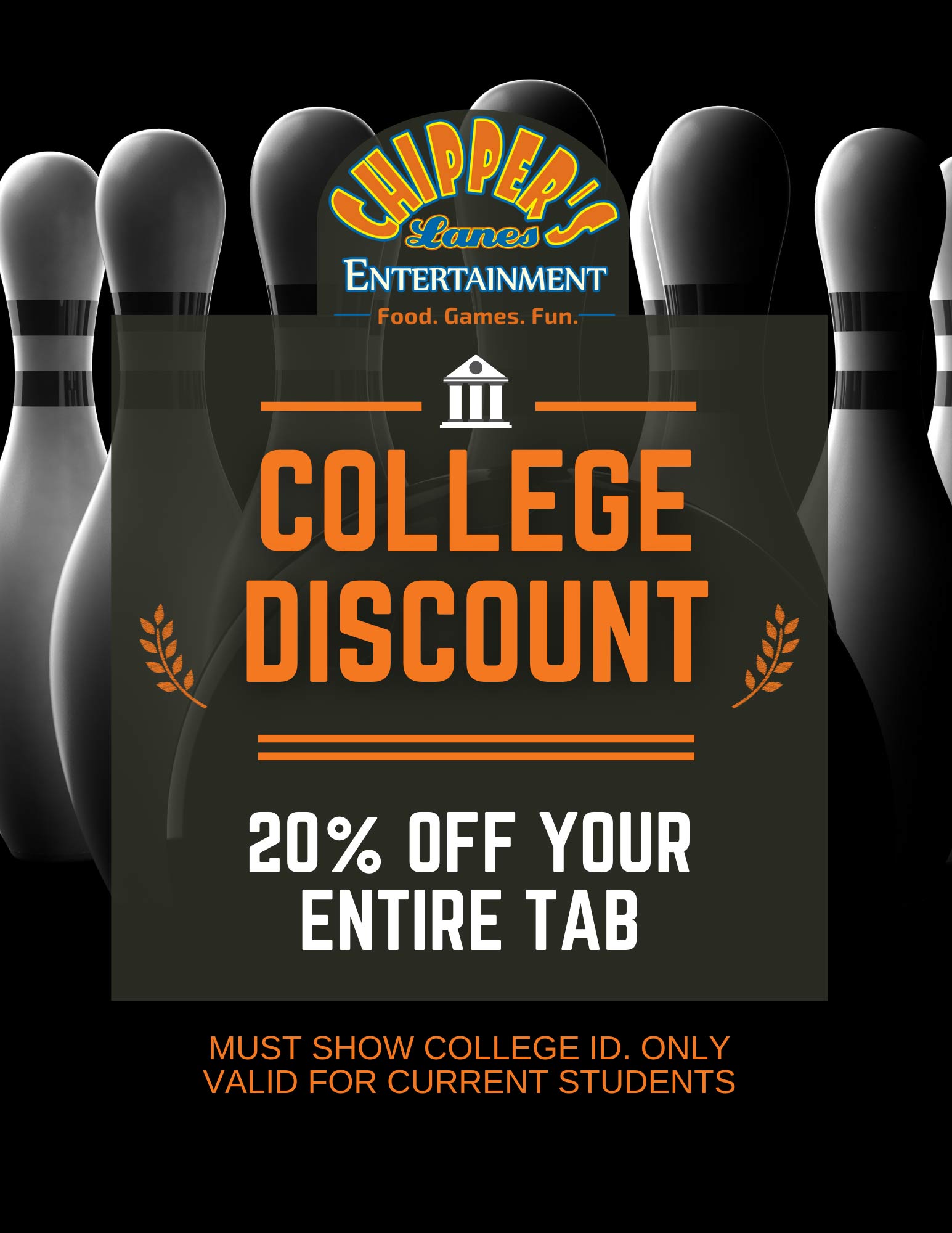College Discount poster 20% off tab